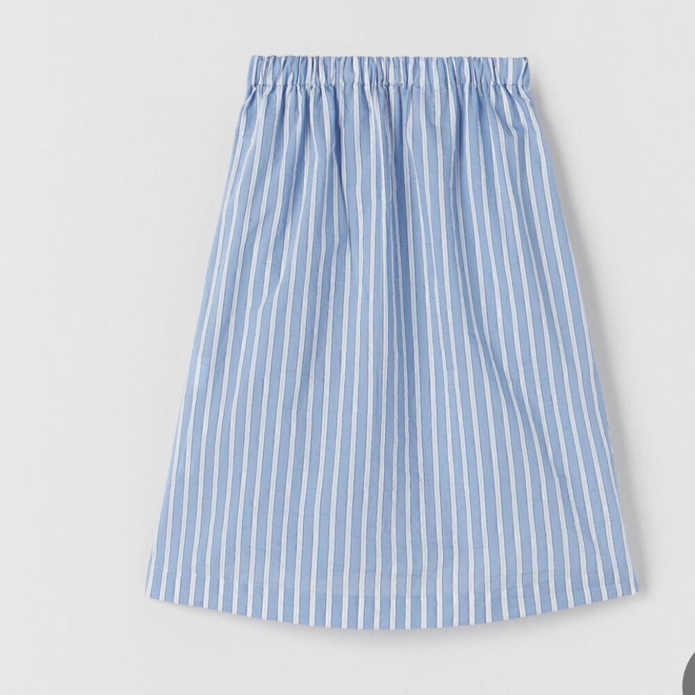 Zara Girls Stripe Blue & White Skirt(Size 9yrs)